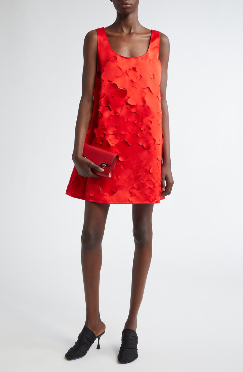 Marni Floral Cutout Duchesse Satin Mindress, Alternate, color,