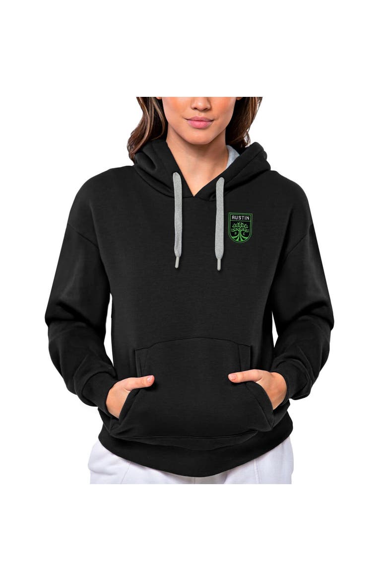 Women's Antigua Black Austin FC Team Logo Victory Pullover Hoodie, Main, color, Black