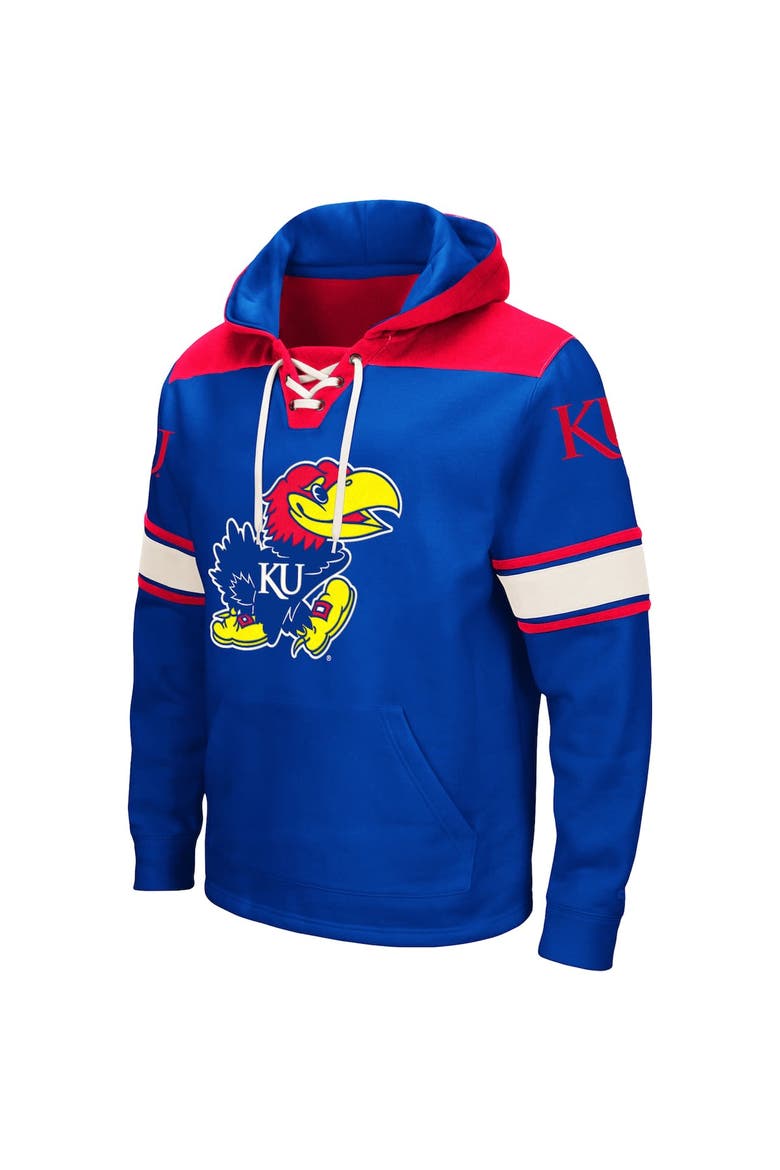 Men's Colosseum Royal Kansas Jayhawks 2.0 Lace-Up Pullover Hoodie, Alternate, color, Royal