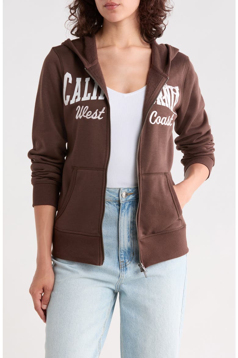 Fitted Zip Up Hoodie, Main, color, CHESTNUT BROWN