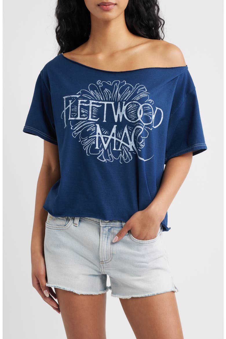 Fleetwood Mac Off the Shoulder Tee, Main, color, NAVY