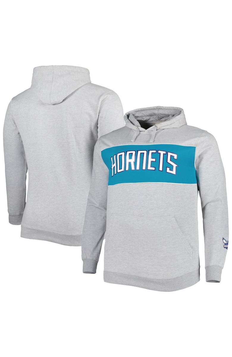 FANATICS Men's Fanatics Branded Heather Gray Charlotte Hornets Big & Tall Wordmark Pullover Hoodie, Main, color, Heather Gray