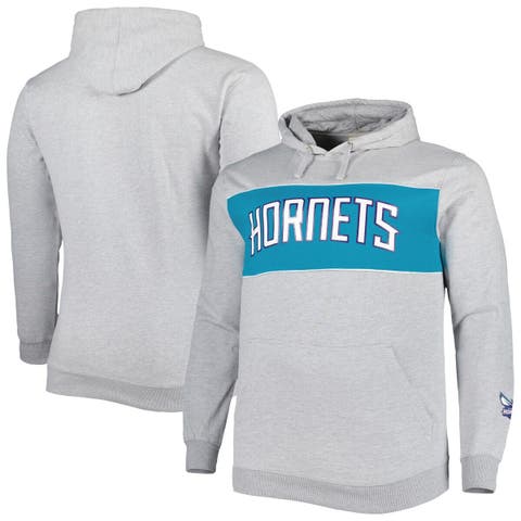 Men's Fanatics Branded Heather Gray Charlotte Hornets Big & Tall Wordmark Pullover Hoodie
