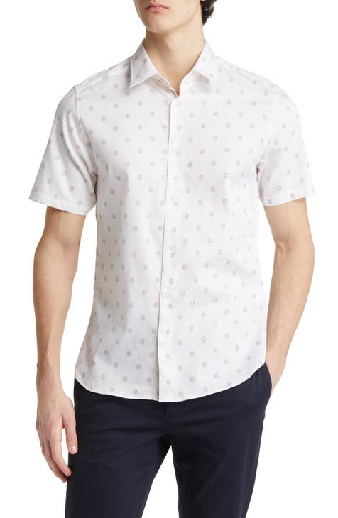 Kymsho Slim Fit Floral Short Sleeve Button-Up Shirt