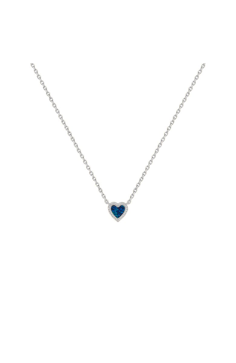 Karma and Luck Calming Energy Lab Blue Opal Heart Silver Necklace, Main, color, Silver/Blue