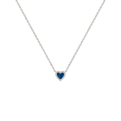 Karma And Luck Calming Energy Lab Blue Opal Heart Silver Necklace