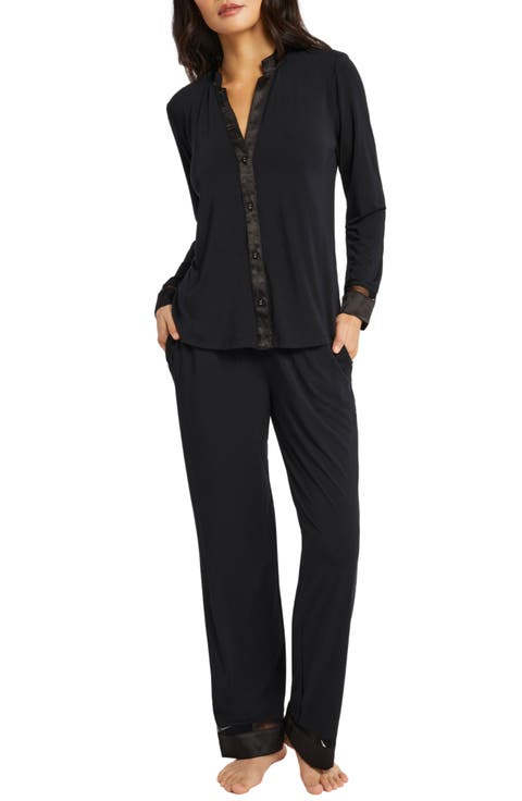 Tuxedo Satin Trim Pajamas