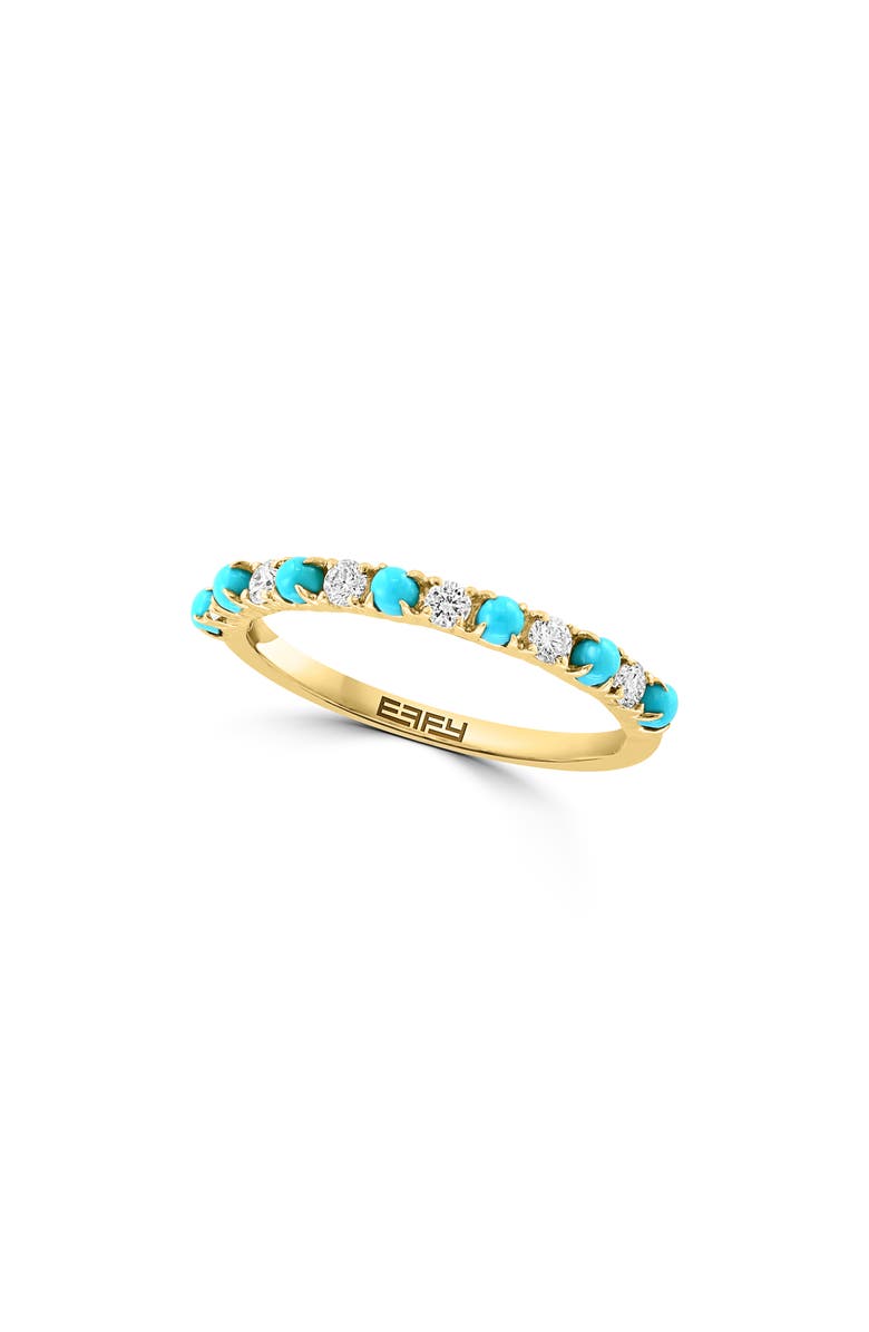 EFFY 14K Yellow Gold Turquoise & Diamond Ring - 0.20 ctw., Main, color, Blue