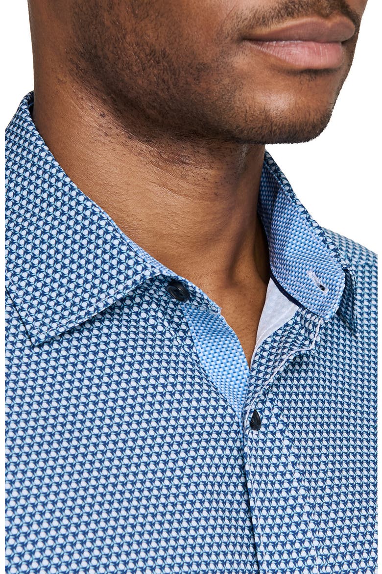 Hexagon Geo Woven Long Sleeve Basic, Alternate, color, WHITE/BLUE