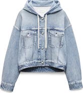 rag & bone rb Miramar Hooded Trompe l'Oeil Faux Denim Terry Trucker Jacket