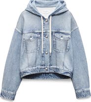 rag & bone rb Miramar Hooded Trompe l'Oeil Faux Denim Terry Trucker Jacket