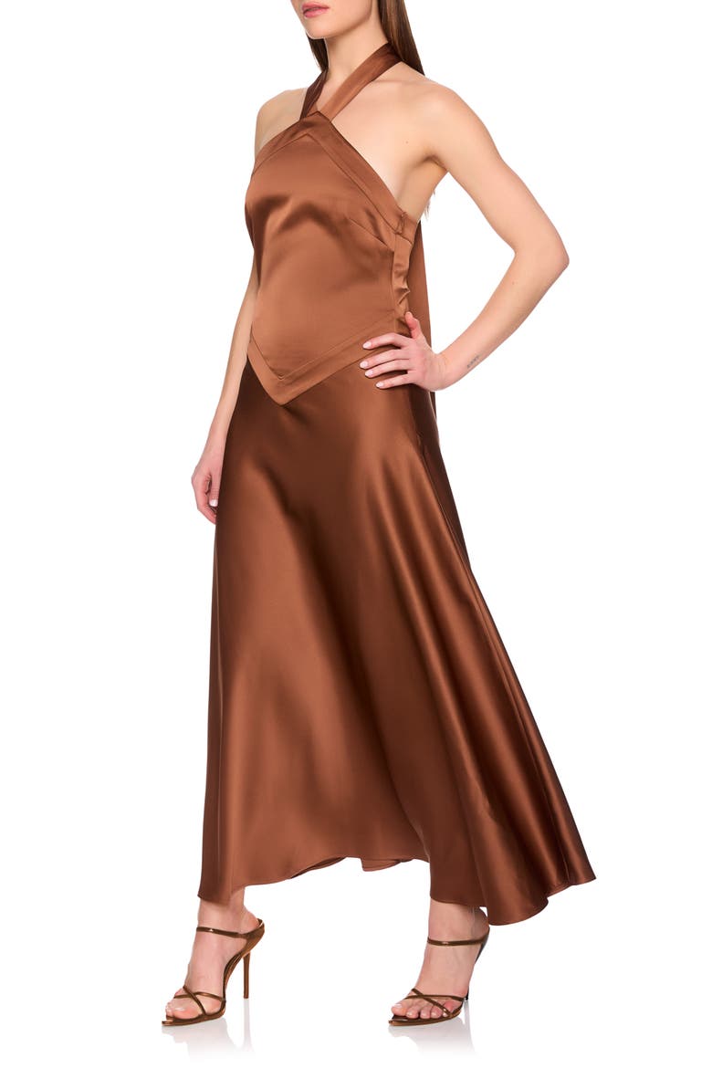 Satin Halter Midi Dress, Alternate, color, TOAST