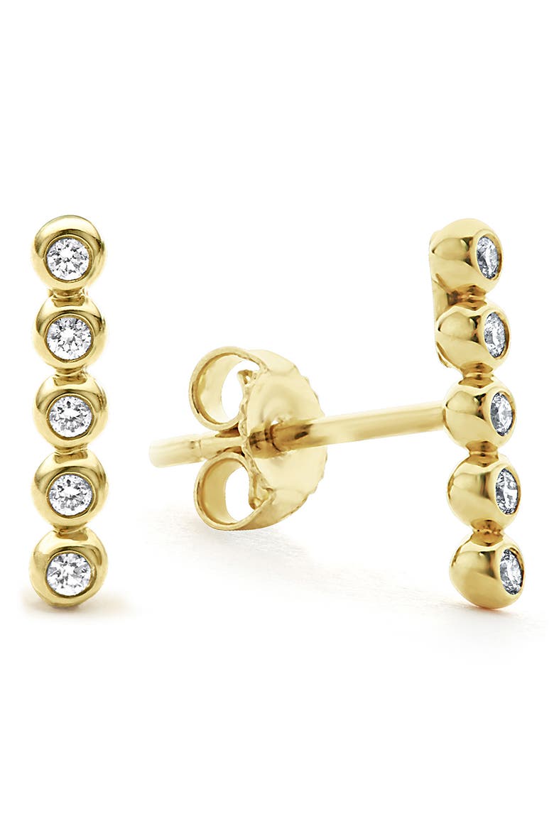 KSL Diamond Bar Stud Earrings, Alternate, color, GOLD DIAMOND