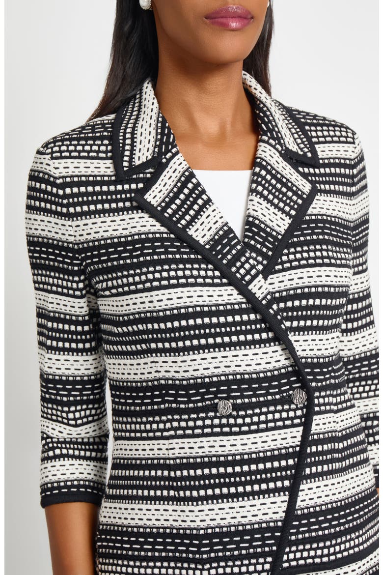 Tailored Fit Double Breasted Knit Blazer, Alternate, color, BLACK/ IVORY