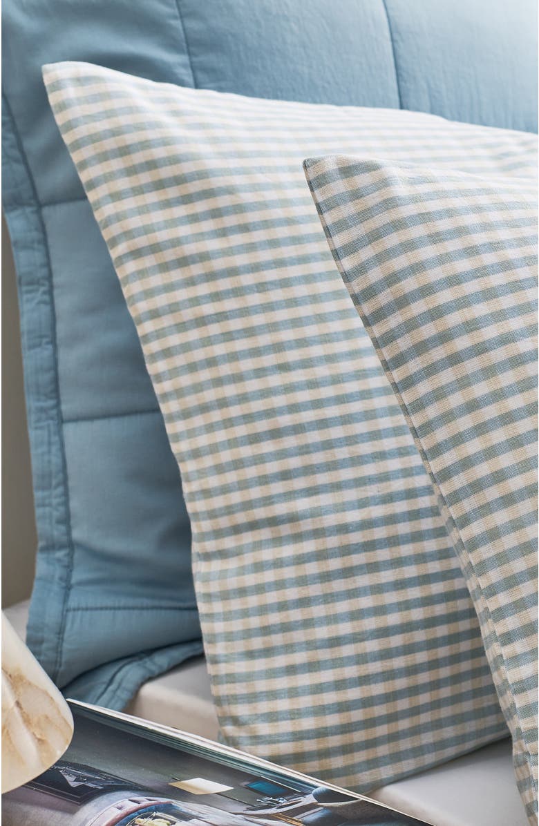 CHRISTY Gingham Yarn Dye Airy Cotton Pillowcase Pairs, Alternate, color, Blue