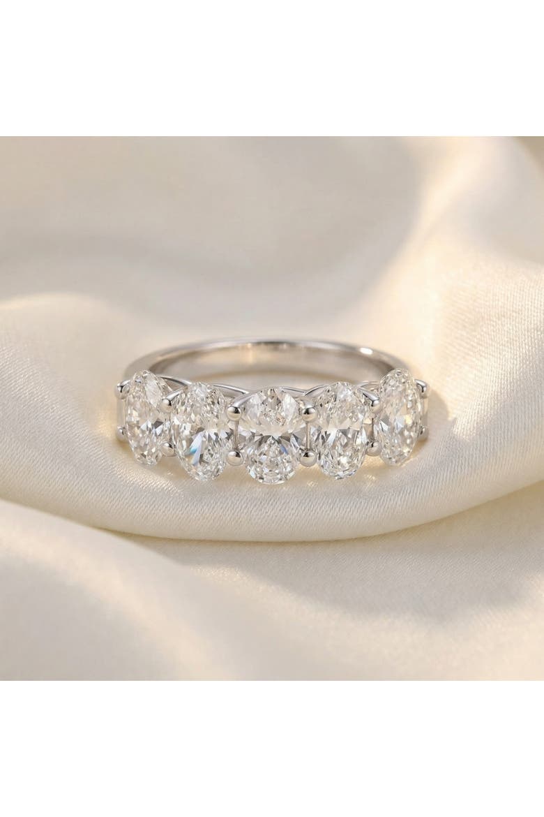 3Ct Oval Shape Diamond Five Stone Wedding Ring 14k Gold Lab Grown, Alternate, color, 14k White Gold