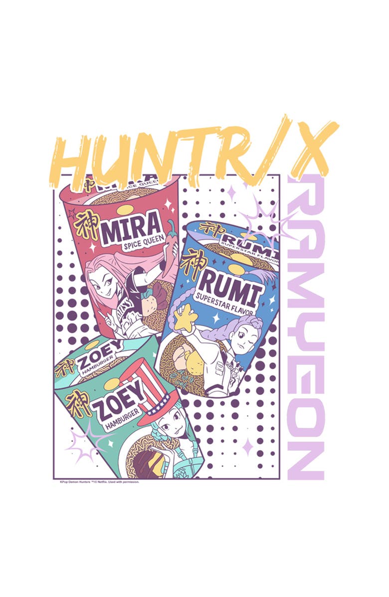 KPop Demon Hunters Girl's KPop Demon Hunters Huntrix Instant Ramyeon  Graphic T-Shirt, Alternate, color, White