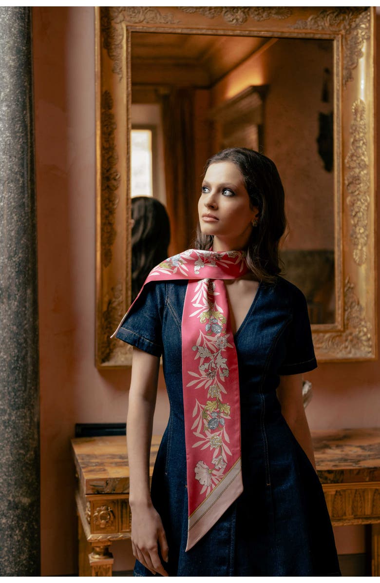 Elizabetta Sabrina - Skinny Silk Scarf, Main, color, Pink