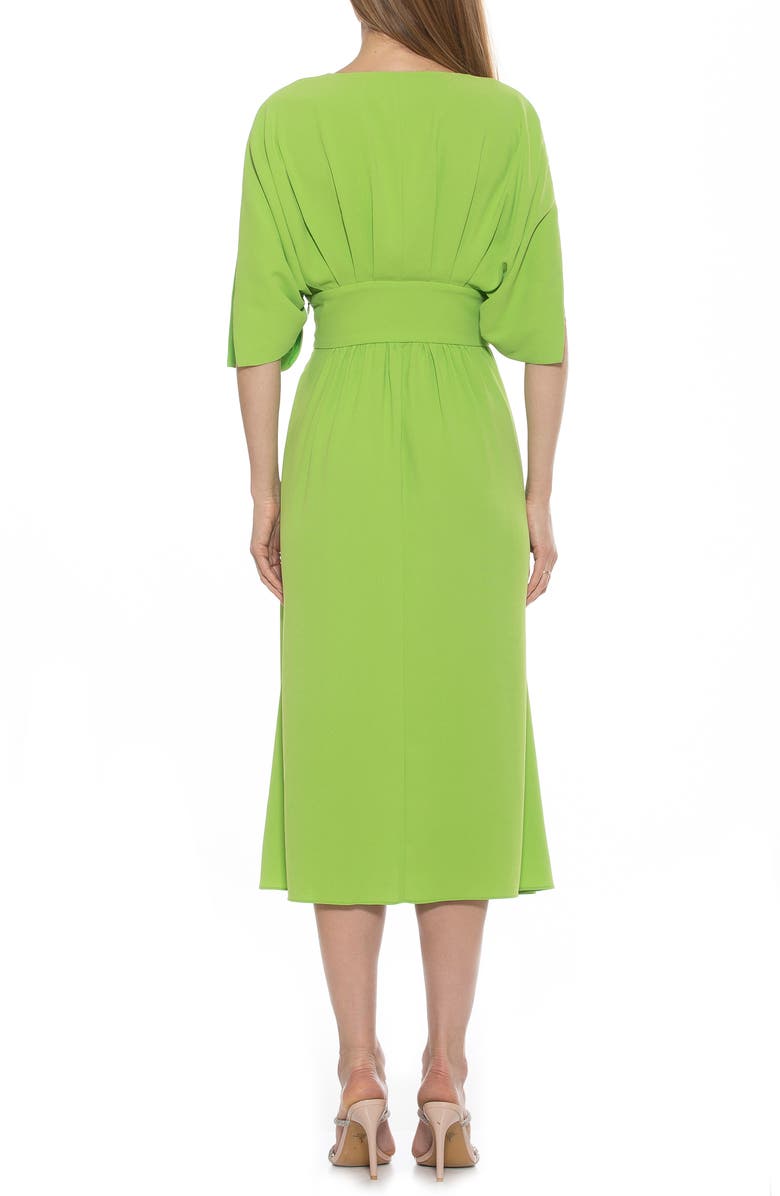 Alexia Admor August Draped Sleeve Fit & Flare Midi Dress, Alternate, color, Sweet Pea