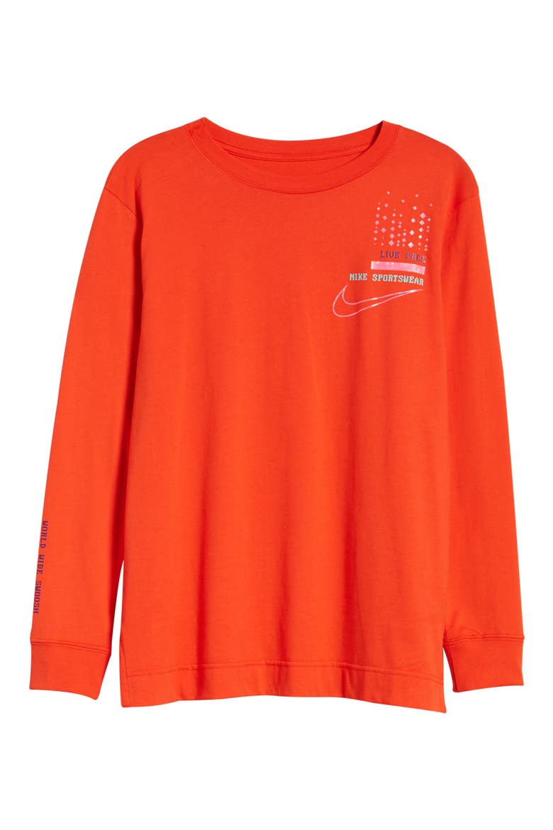 Live Free Logo Graphic Long Sleeve Cotton Tee, Alternate, color, HABANERO RED