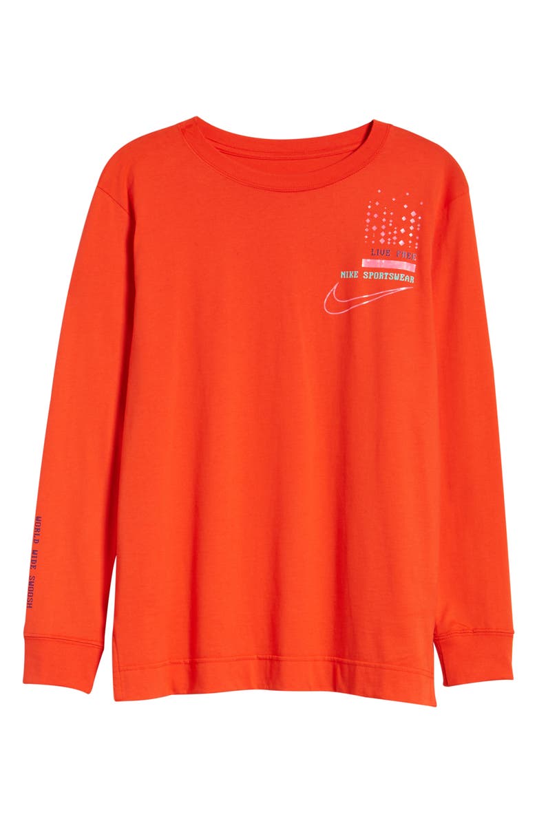 Nike Live Free Logo Graphic Long Sleeve Cotton Tee, Alternate, color,
