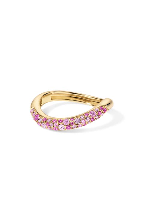 Wave 14k Gold Pink Sapphire Ring