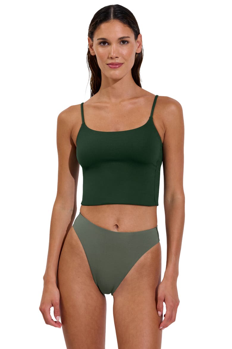 Pool Days Tankini Two-Piece Swimsuit Top, Alternate, color, PALM GREEN