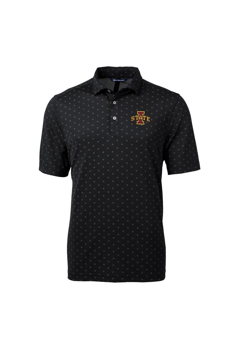 Men's Cutter & Buck Black Iowa State Cyclones Virtue Eco Pique Tile Print Polo, Main, color, Black