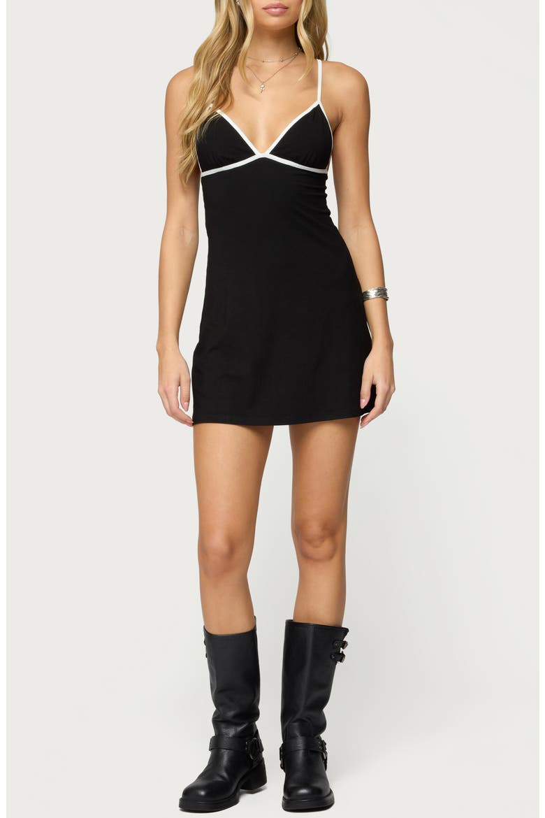 Laurah Contrast Minidress, Main, color, BLACK