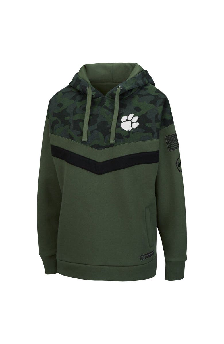 COLOSSEUM Women's Colosseum Olive/Camo Clemson Tigers OHT Military Appreciation Extraction Chevron Pullover Hoodie, Alternate, color, Olive