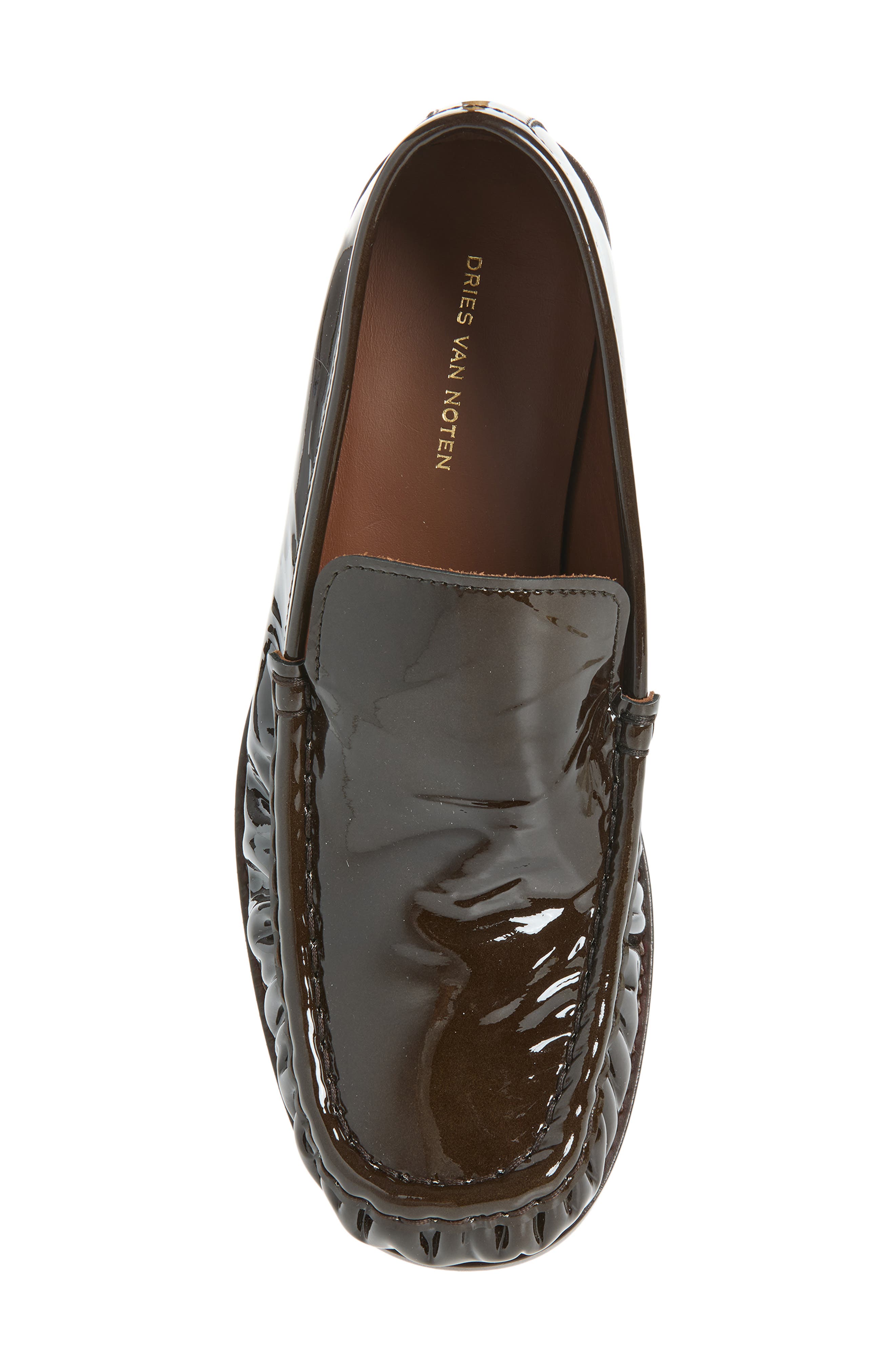 Crinkled Patent Leather Loafer, Alternate, color, 607 OLIVE