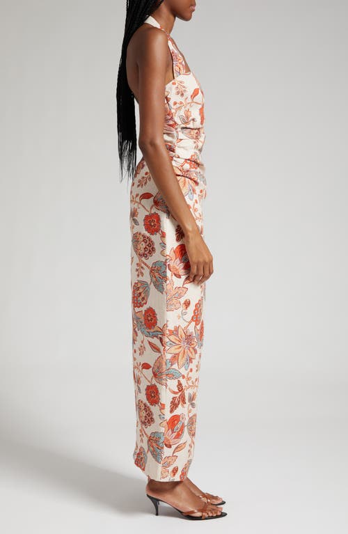 Sir Noemi Floral Halter Neck Linen Maxi Dress In Desert Wildflower