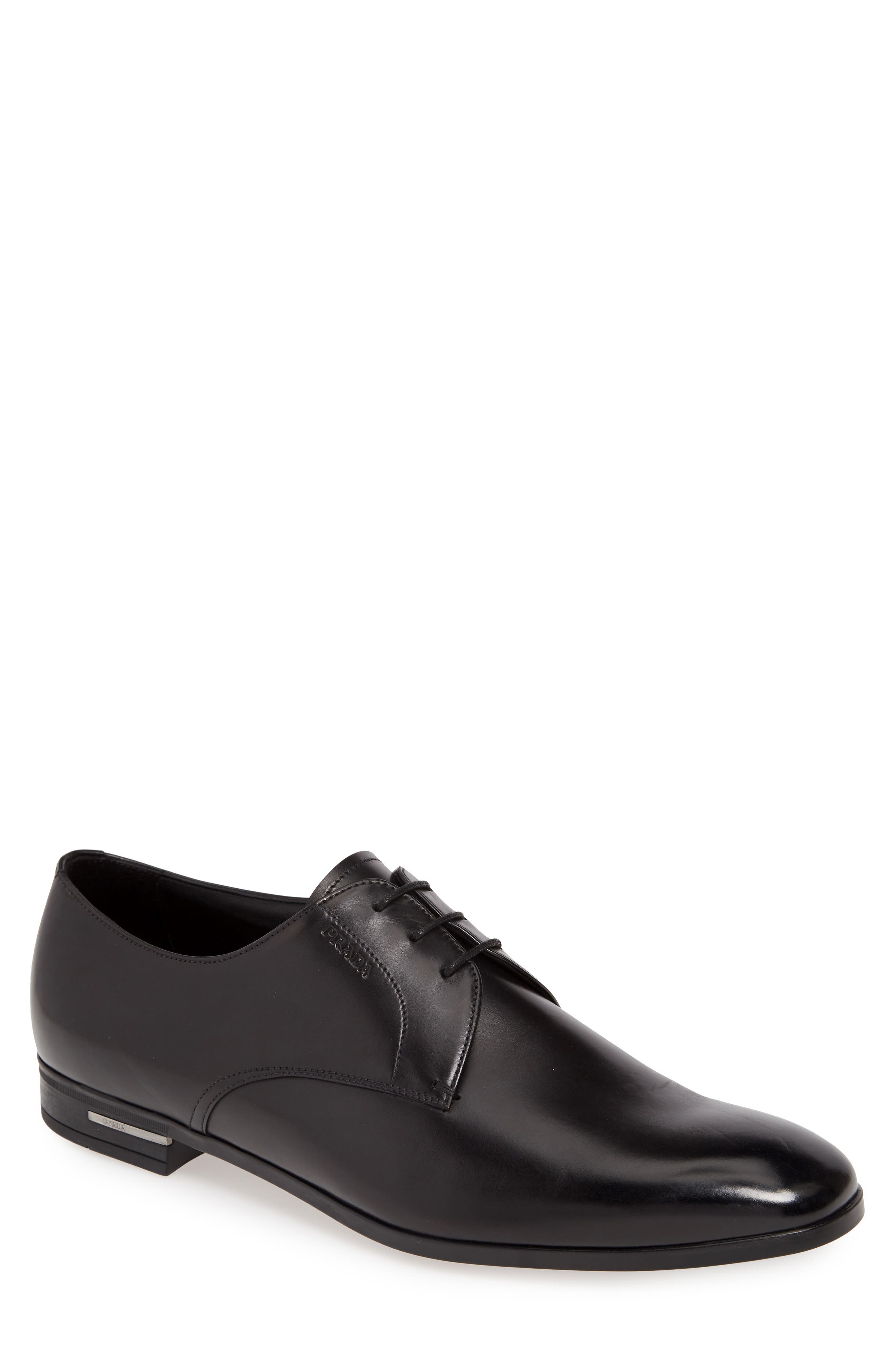 Prada Spazzalato Plain Toe Oxford Derby, Main, color, 