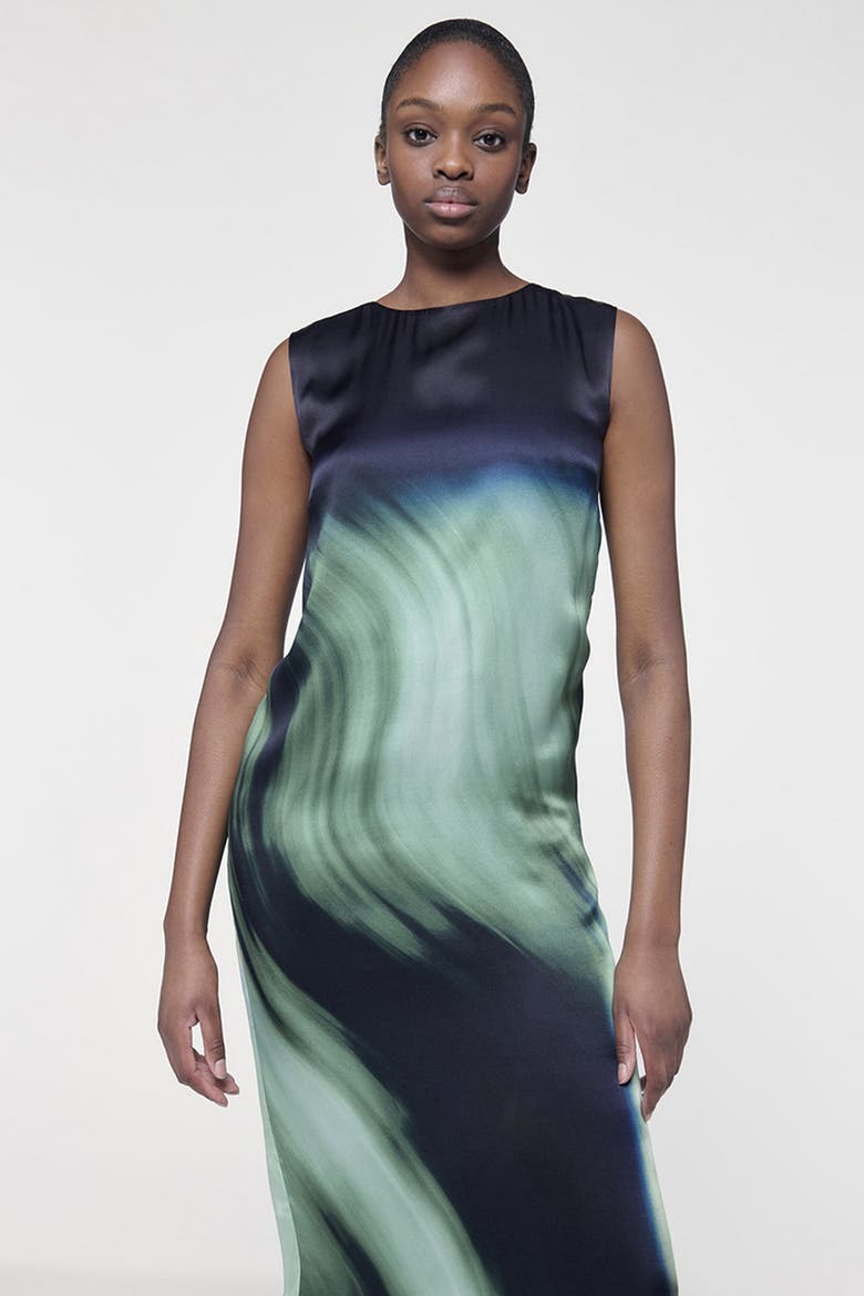 Sleeveless Printed Dress, Alternate, color, Green
