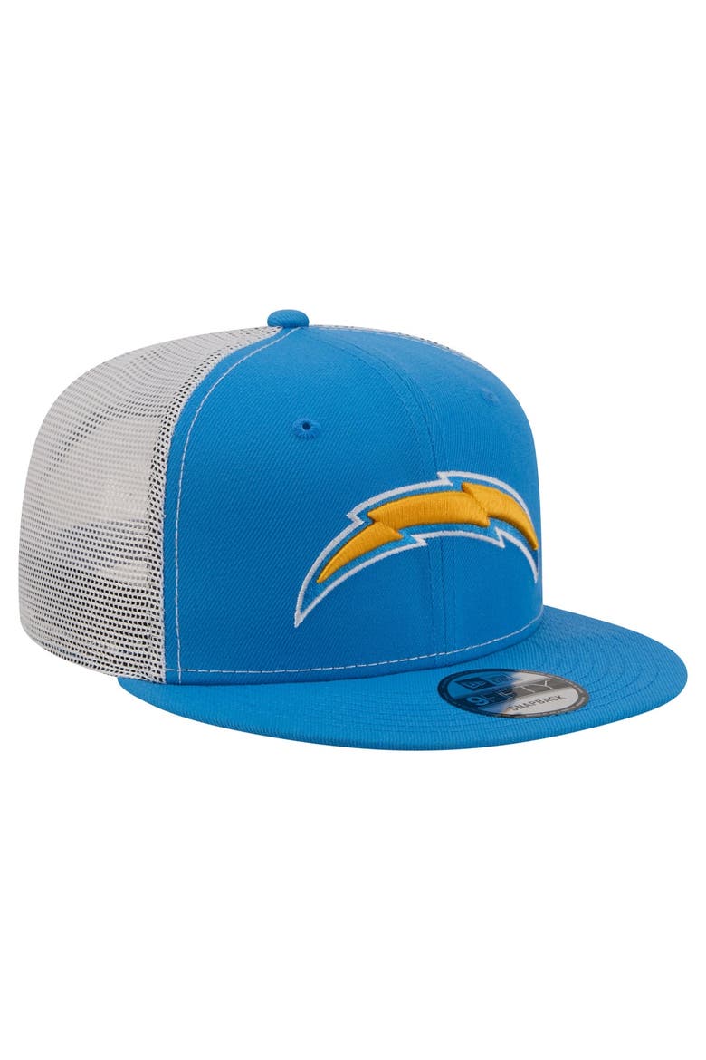 Men's New Era  Powder Blue Los Angeles Chargers Core Team 9FIFTY Trucker Snapback Hat, Alternate, color, Powder Blue