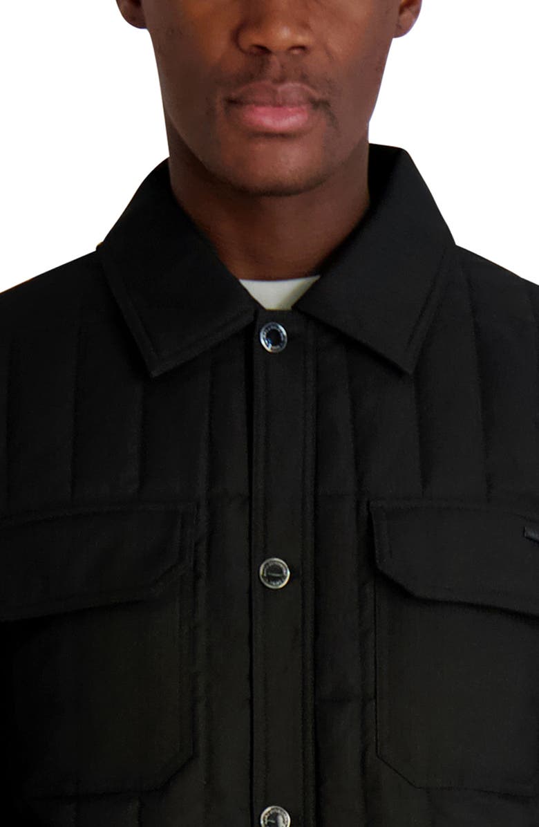KARL LAGERFELD Quilted Herringbone Shirt Jacket, Alternate, color, Black