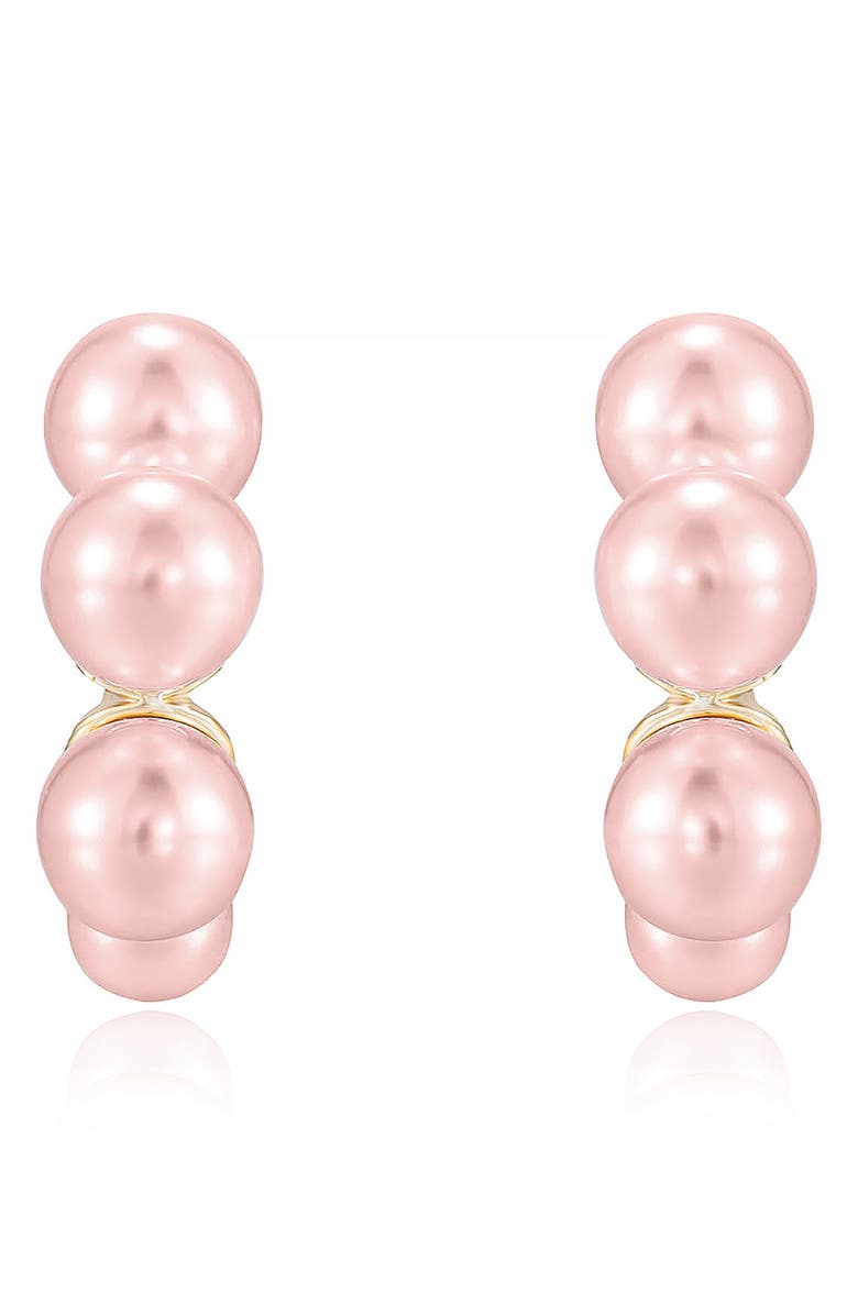 Ettika Five-Point Imitation Pearl Huggie Hoop Earrings, Alternate, color, 