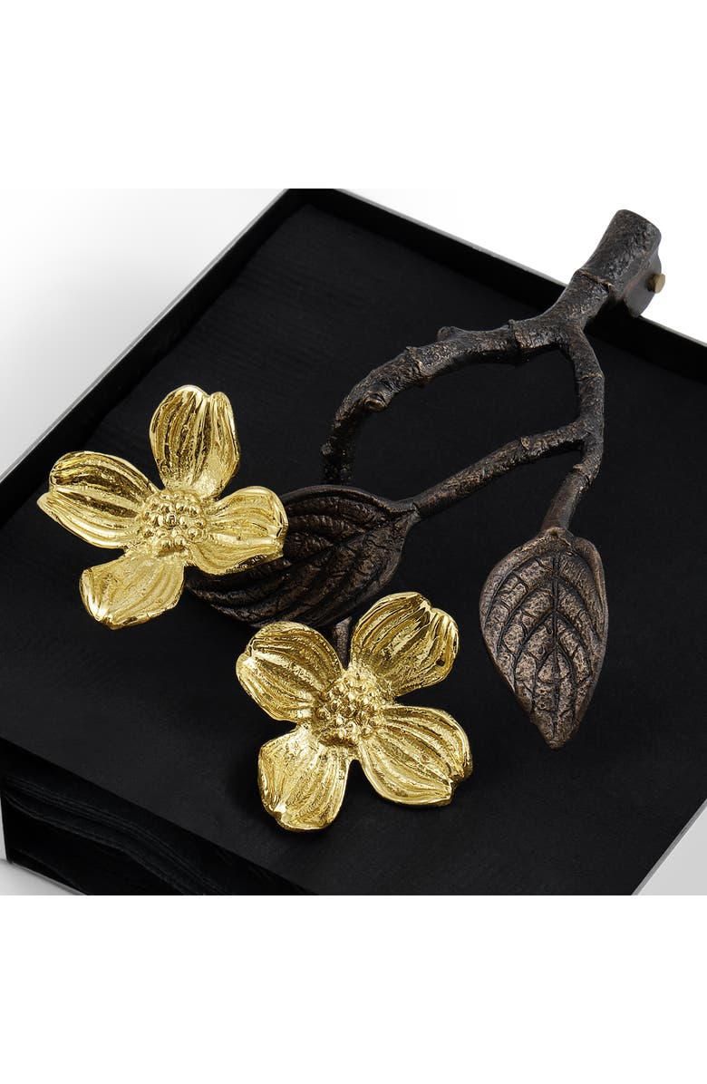 Michael Aram Dogwood Cocktail Napkin Holder, Alternate, color, Gold Multi