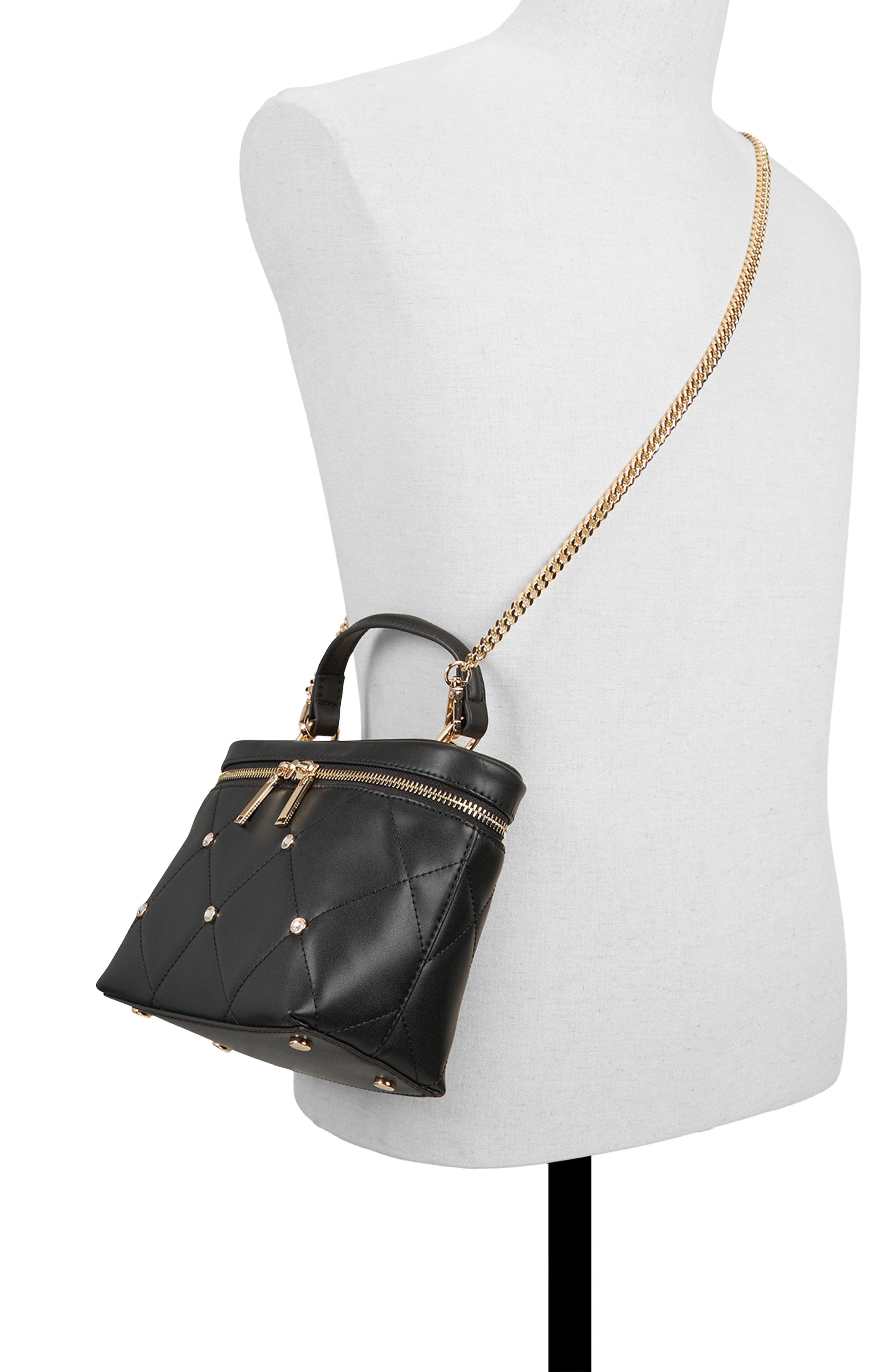 Tia Train Case Crossbody Bag, Alternate, color, BLACK SYNTHETIC SMOOTH