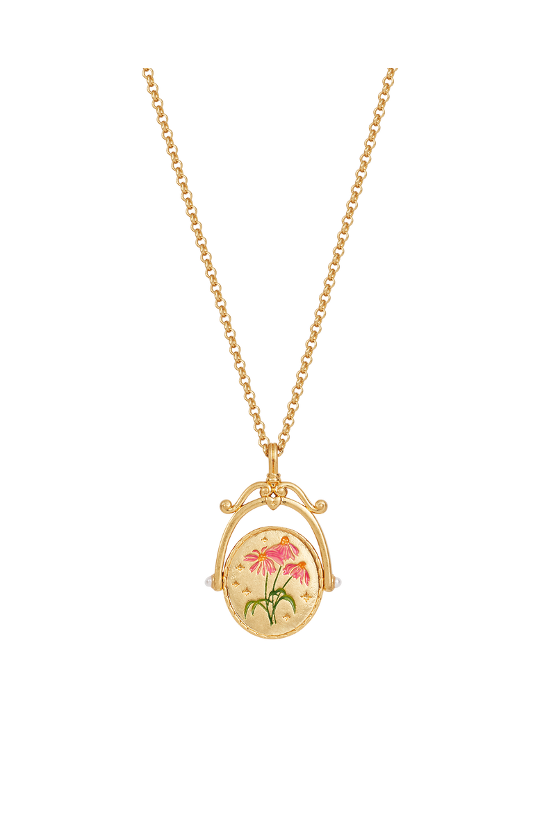 E Initial Echinacea Gold Spinner Chain Necklace, Alternate, color, Gold