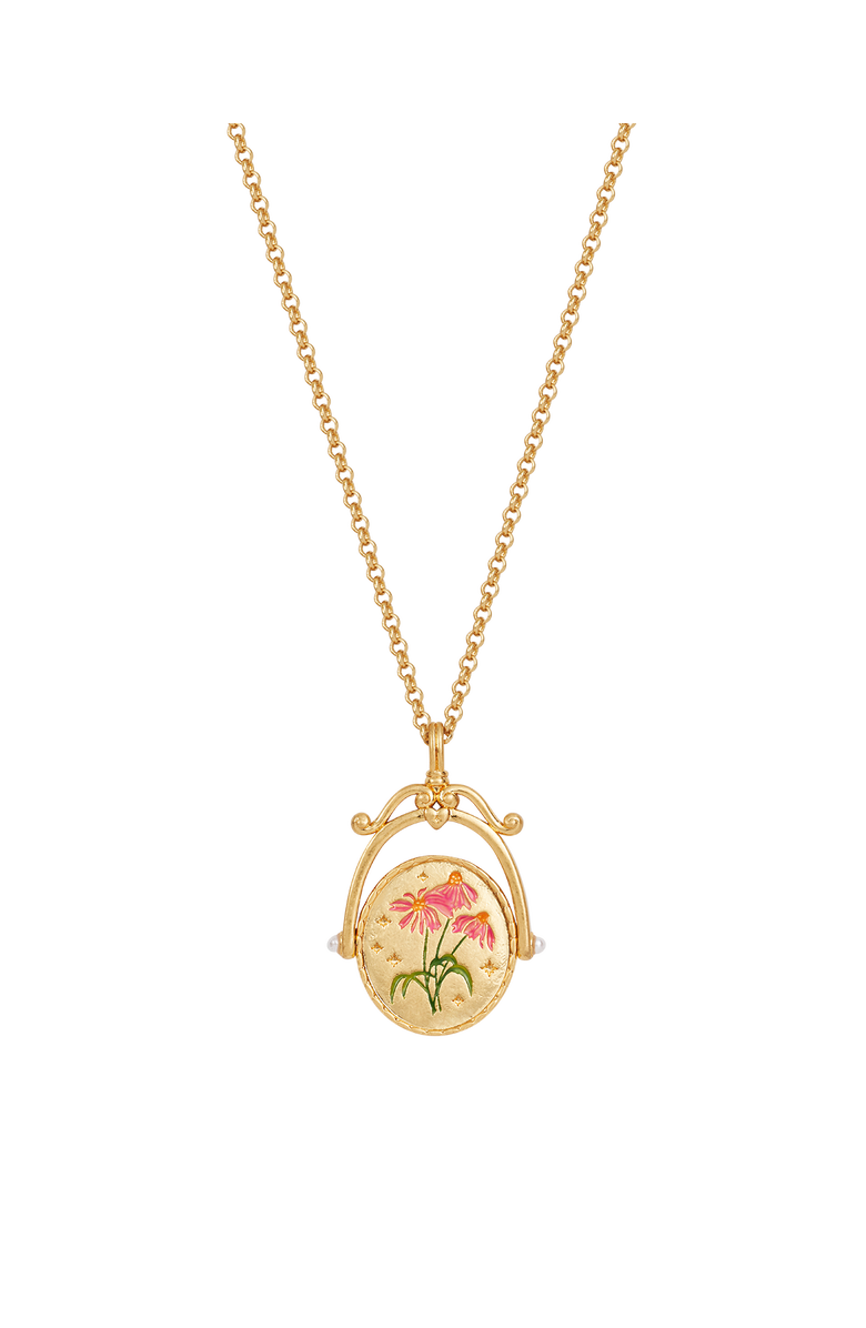 Fable England E Initial Echinacea Gold Spinner Chain Necklace, Alternate, color, Gold