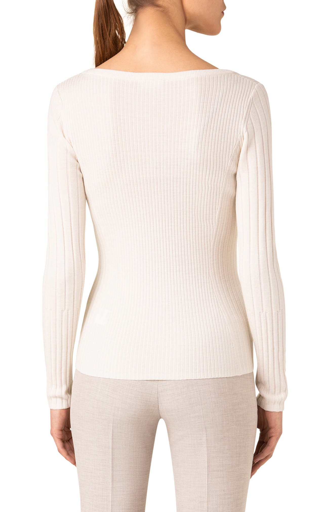 Virgin Merino Wool Scoop Neck Sweater - image 2