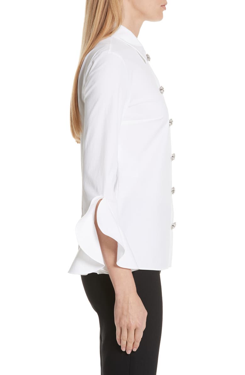 Michael Kors Ruffle Cuff Jeweled Button Blouse, Alternate, color,