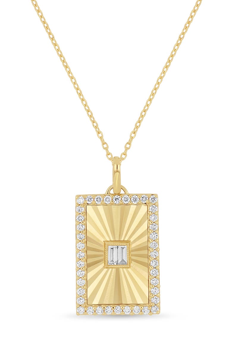 18K Gold Icon Diamond Rectangle Pendant Necklace, Main, color, 18K YELLOW GOLD/ DIAMOND