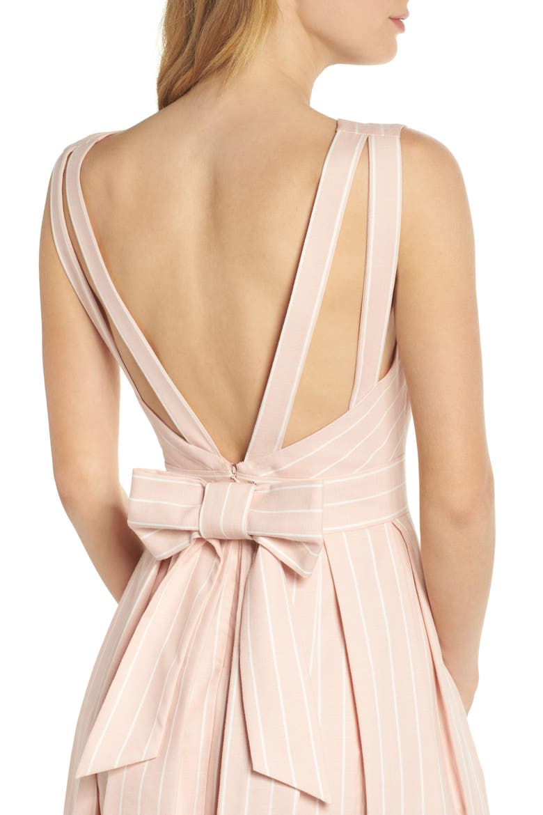 Samantha Slub Stripe Fit & Flare Dress, Alternate, color, PINK/ WHITE