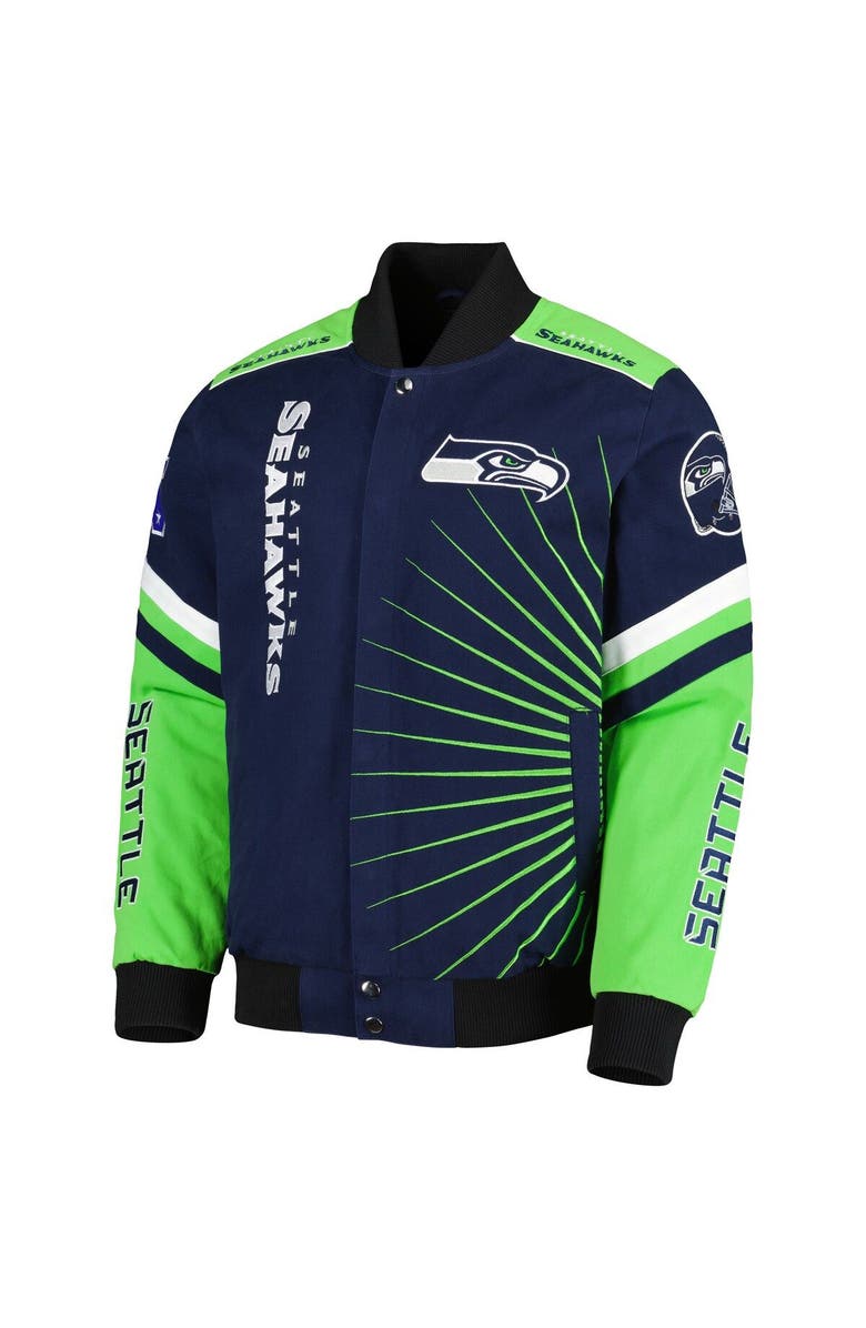 G-III SPORTS BY CARL BANKS Men's G-III Sports by Carl Banks Navy Seattle Seahawks Extreme Redzone Full-Snap Varsity Jacket, Alternate, color, 