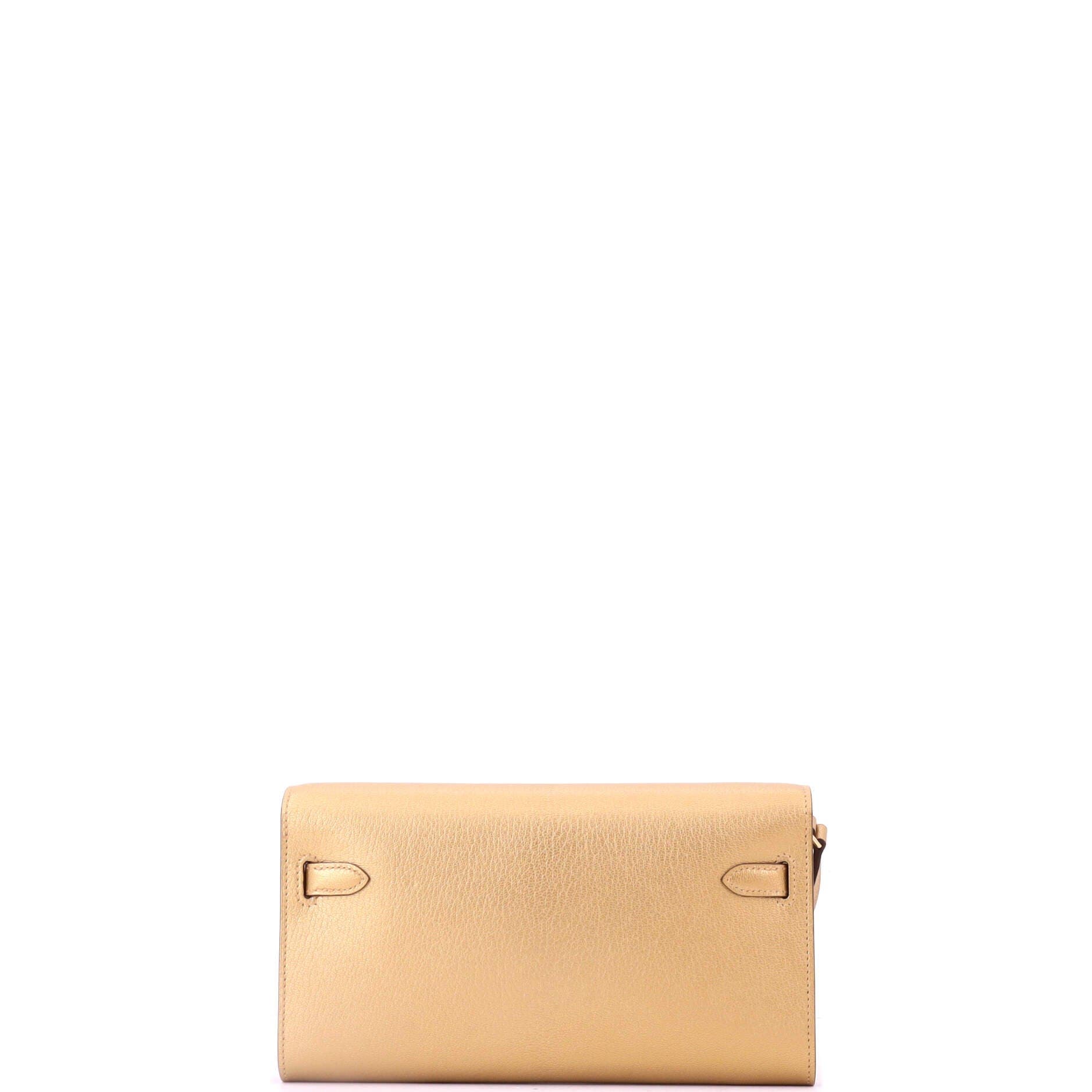Kelly To Go Wallet Metallic Chevre Chamkilight, Alternate, color, Metallic Gold