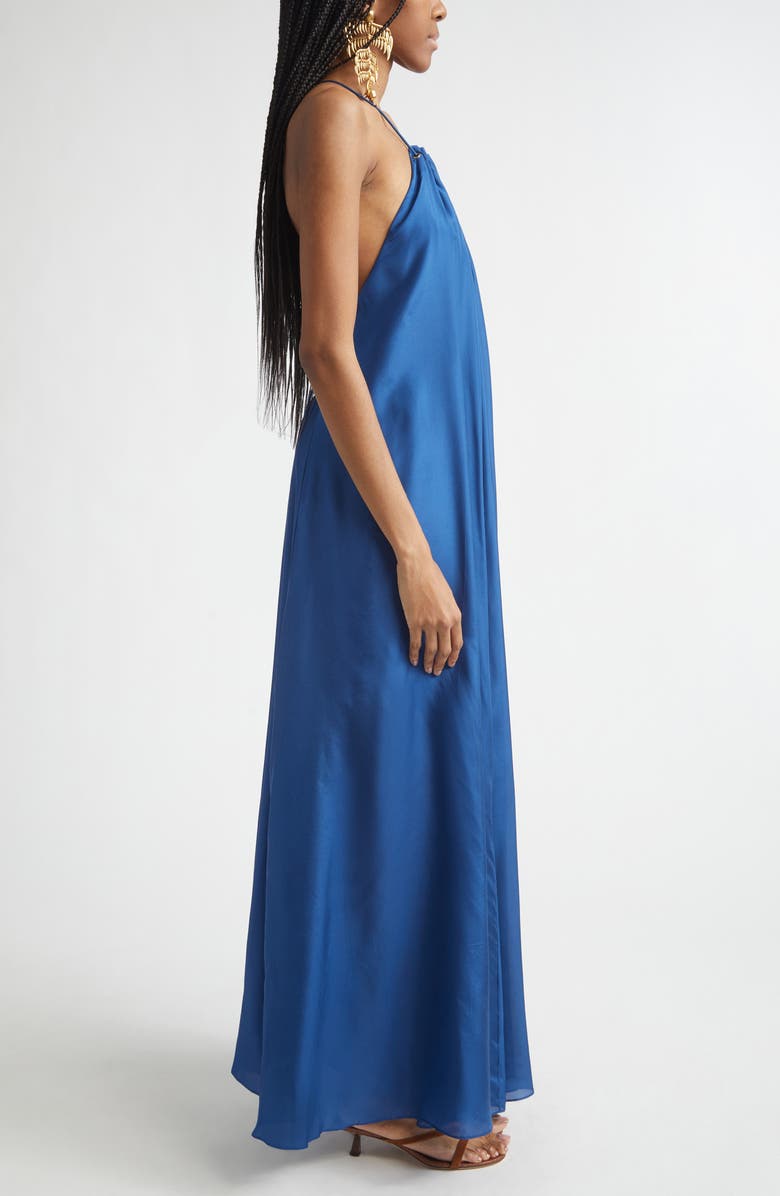 Zimmermann Aster Gathered Bead Silk Maxi Dress, Alternate, color, Dark Cobalt