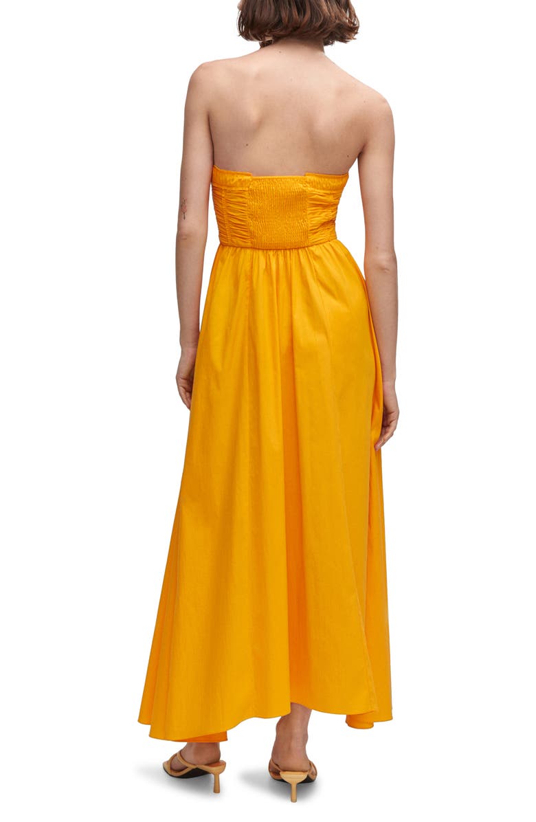 MANGO Ruched Corset Maxi Dress with Removable Straps, Alternate, color, 