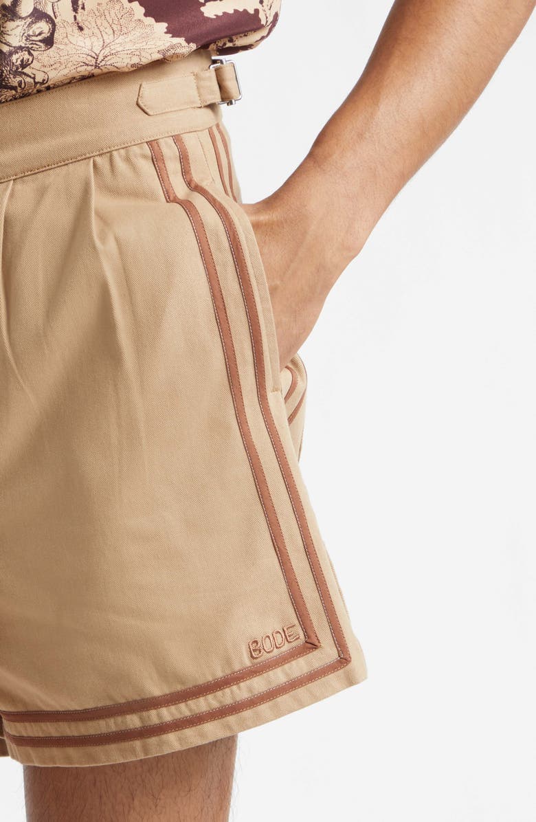 Bode Canteen Cotton Twill Shorts, Alternate, color, Khaki